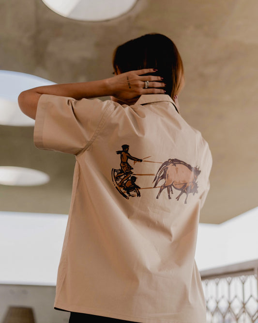Graphic Camp Shirt - Beige