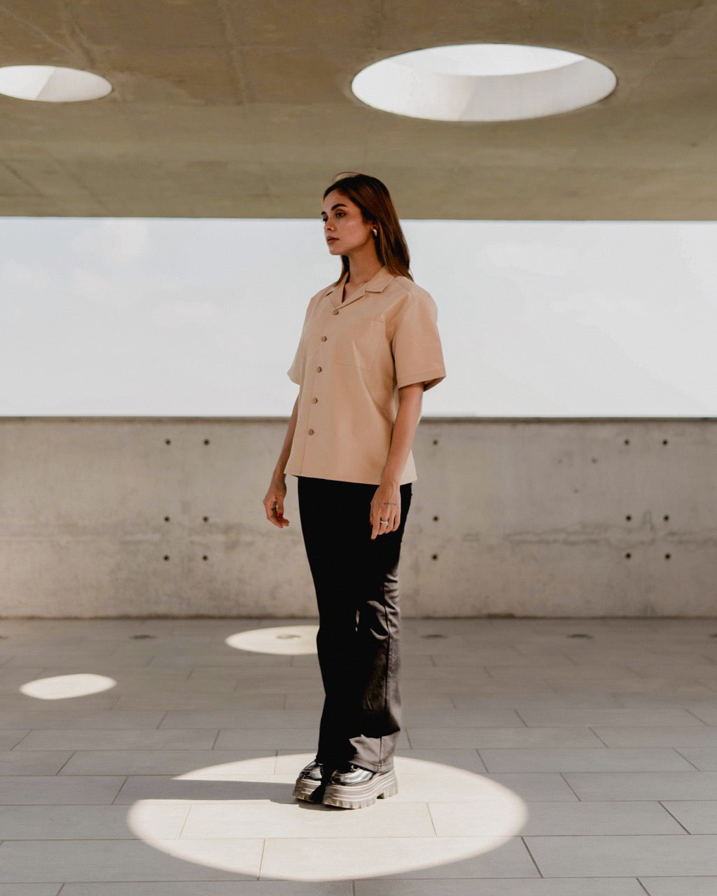 Graphic Camp Shirt - Beige